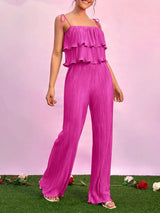 Pleated Camisole Top Long Pants Set