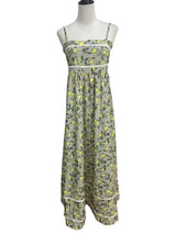 Spaghetti Straps Lemon Print Floral Maxi Dress