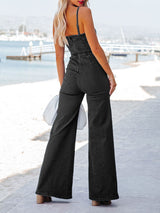 Sleeveless High Waist Denim Jumpsuit