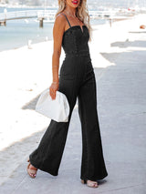 Sleeveless High Waist Denim Jumpsuit