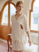 Short Sleeve Koala Pocket Printed Pajamas Set