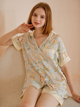 Short Sleeve Magnolia Flower Pajama Set