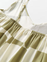 Checkerboard Print Cotton Cami Nightdress