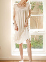 Solid Lace Stitching Lounge Nightdress