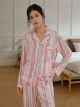 Kafiloe Colorful Striped Long Sleeve Pajama Set