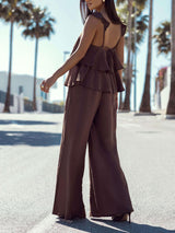 Cotton Sleeveless Tank Top & Wide Pants Set
