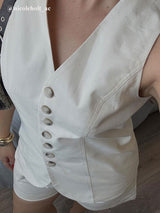 Linen Blend Waistcoat & Shorts Set