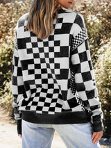 Checkered Drop Shoulder Sweater