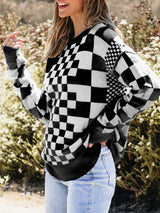 Checkered Drop Shoulder Sweater