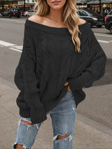 Off Shoulder Hollow Knit Sweater