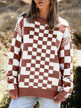 Checkered Drop Shoulder Sweater