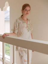 Kafiloe Elegant Floral Print Cotton Pajama Set