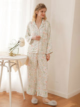 Kafiloe Floral Cotton Long Sleeve Pajamas Set