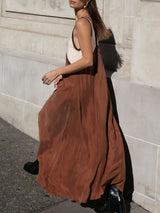 V Neck Contrast Color Maxi Dress