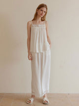 Kafiloe Lace Trim Camisole Pajama Set