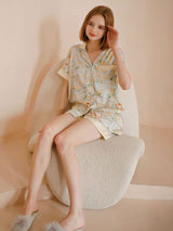 Short Sleeve Magnolia Flower Pajama Set