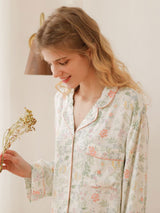 Kafiloe Floral Cotton Long Sleeve Pajamas Set