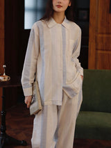 Stripe Long Sleeve Cotton Lounge Set