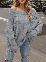 Off Shoulder Hollow Knit Sweater