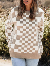 Checkered Drop Shoulder Sweater