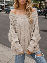 Off Shoulder Hollow Knit Sweater