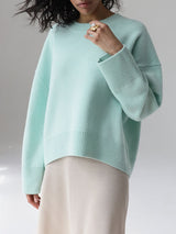 Solid Color Crew Neck Sweater