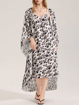 Kafiloe Leopard Cami Nightgown & Robe Set