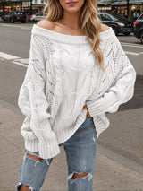 Off Shoulder Hollow Knit Sweater