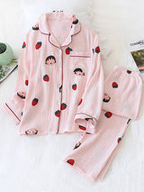 Cartoon Print Cotton Pajama Set - Kafiloe