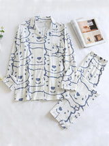 Cartoon Print Cotton Couple Pajamas - Kafiloe