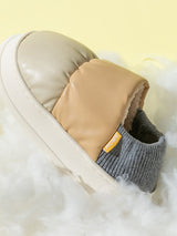 Color Block Fleece Wrap Heel Slippers