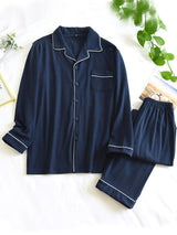 Spring Autumn Solid Couple Pajamas Set - Kafiloe