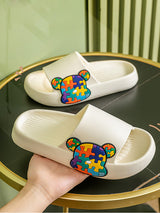 Puzzle Bear Print Lounge Slippers - Kafiloe