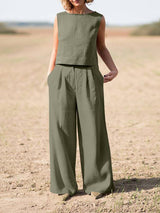 Oversized Tank Top Wide Leg Pants Set