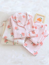 Pink Peaches Cotton Pajama Set - Kafiloe