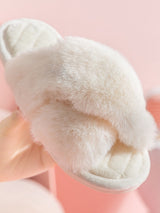 Cross Fashion Open Toe Plush Slippers