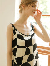 Checkerboard Print Cotton Cami Nightdress