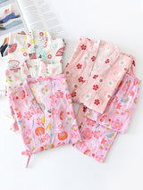 Sakura Print Cotton Pajama Set - Kafiloe