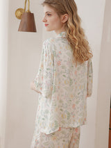 Floral Cotton Shirt Shorts Pajamas Set