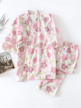 Sakura Print Cotton Pajama Set - Kafiloe