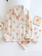 Pink Peaches Cotton Pajama Set - Kafiloe