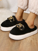 Think platform Metal Ring Plush Slippers