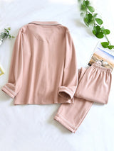 Spring Autumn Solid Couple Pajamas Set - Kafiloe