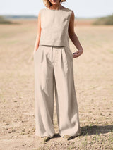 Oversized Tank Top Wide Leg Pants Set