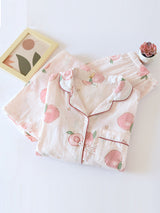 Peaches Print Cotton Pajama Set - Kafiloe