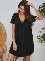 Solid V Neck Lounge Nightdress