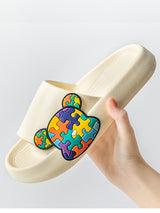 Puzzle Bear Print Lounge Slippers - Kafiloe