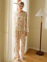 Satin Floral Shirt Pajamas Set