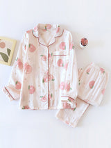 Peaches Print Cotton Pajama Set - Kafiloe