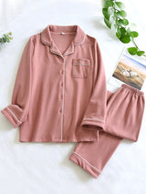 Spring Autumn Solid Couple Pajamas Set - Kafiloe